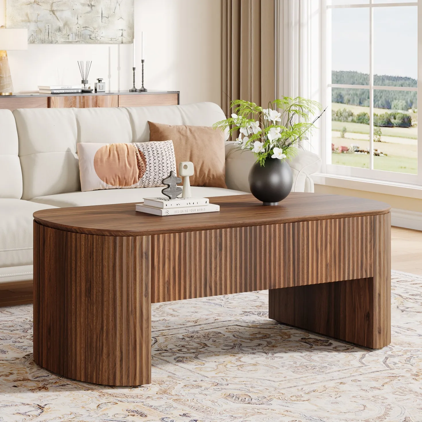 47" Coffee Table, Lift Top Accent Table With Hidden Compartment And Storage Shelf