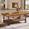 47" Coffee Table, Rectangular Wood Accent Center Table with 2-Tier Shelf