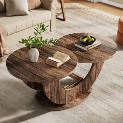 45" Coffee Table, 2-Tier Accent Center Cocktail Table with U-Shaped Frame