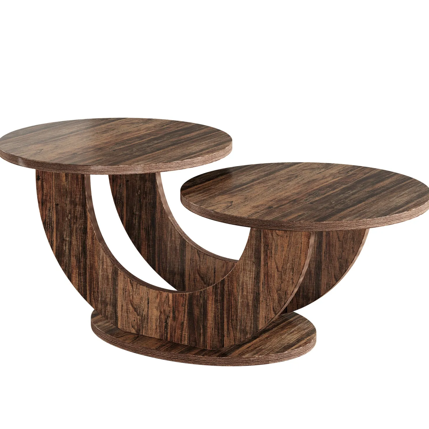 45" Coffee Table, 2-Tier Accent Center Cocktail Table with U-Shaped Frame