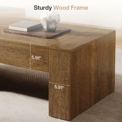 51" Coffee Table, Wood Center Table Simple Cocktail Tea Table