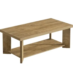 47" Coffee Tables, Farmhouse Rectangle Center Cocktail Table with Storage Shelves for Living Room