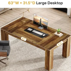 63" Computer Desk, Executive Desk Office Writing Table Workstation