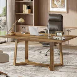 47" Computer Desk, Farmhouse Simple Executive Desk Writing Table for Home Office