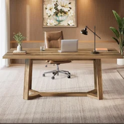 47" Computer Desk, Farmhouse Simple Executive Desk Writing Table for Home Office
