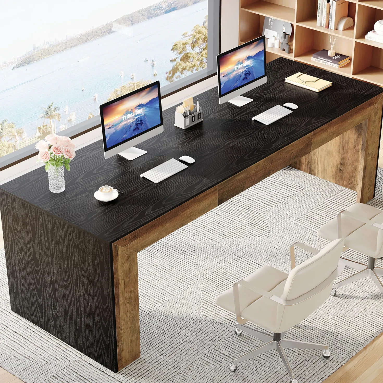 78.7" Computer Desk, Long Two-Person Desk Executive Desk for Home Office