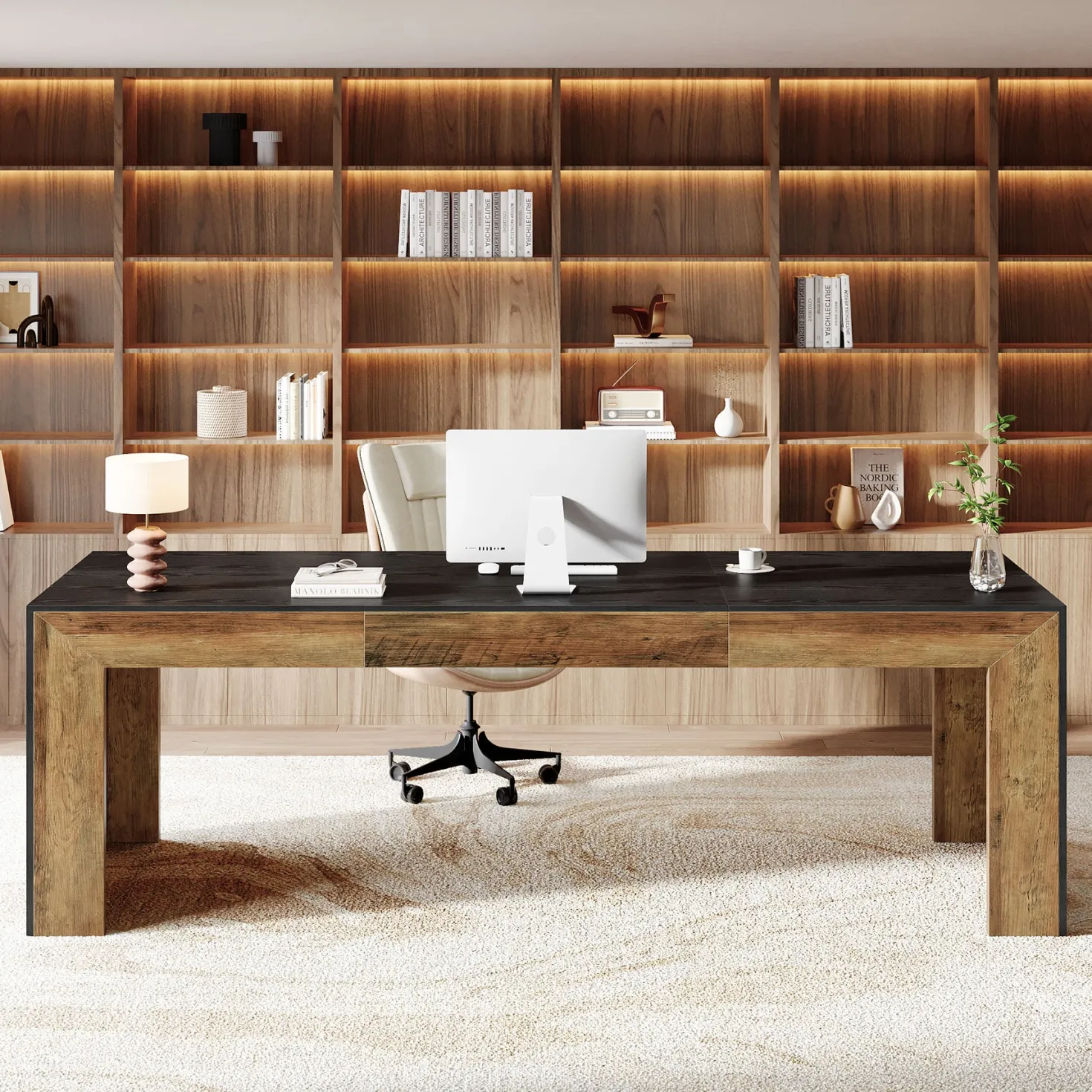 78.7" Computer Desk, Long Two-Person Desk Executive Desk for Home Office