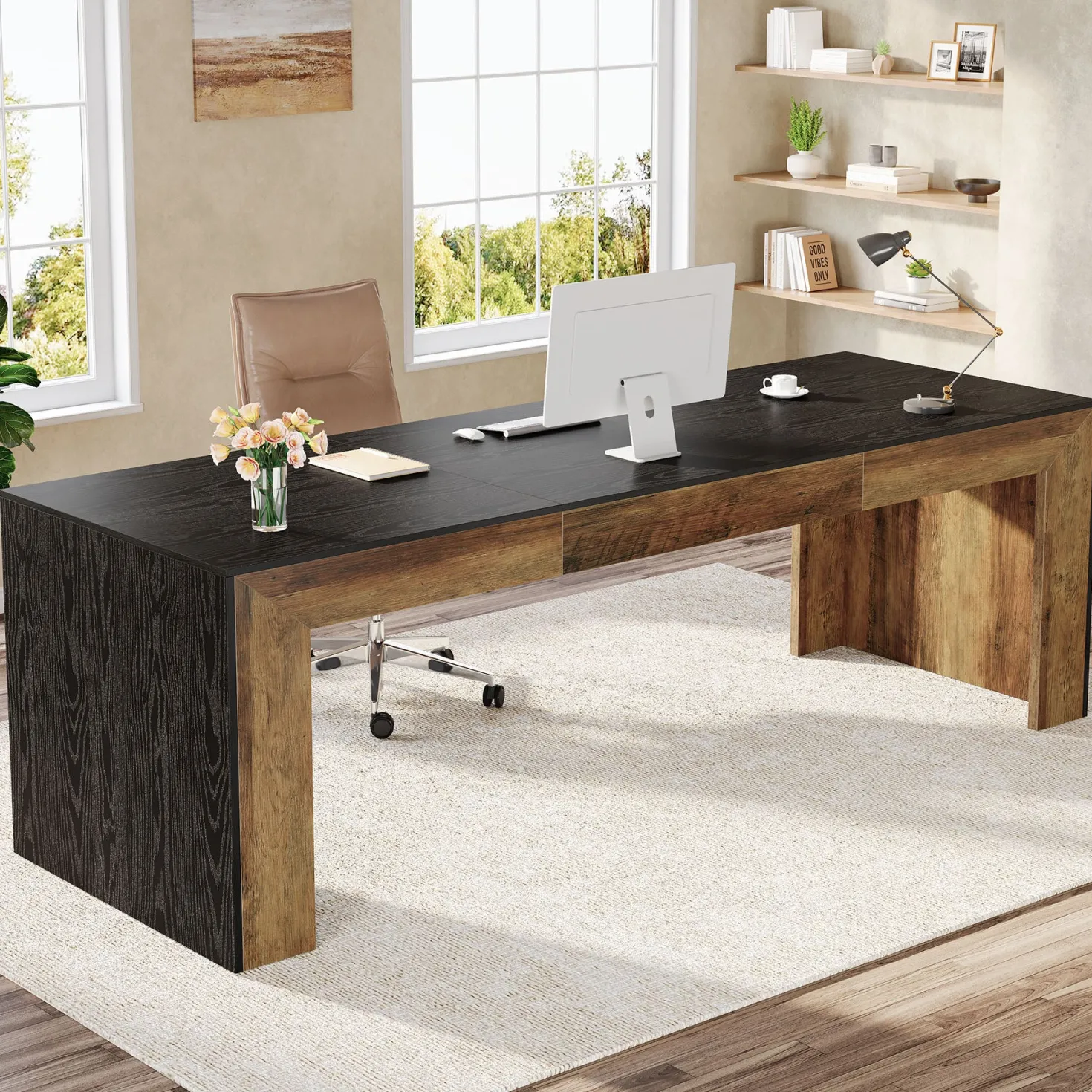 78.7" Computer Desk, Long Two-Person Desk Executive Desk for Home Office