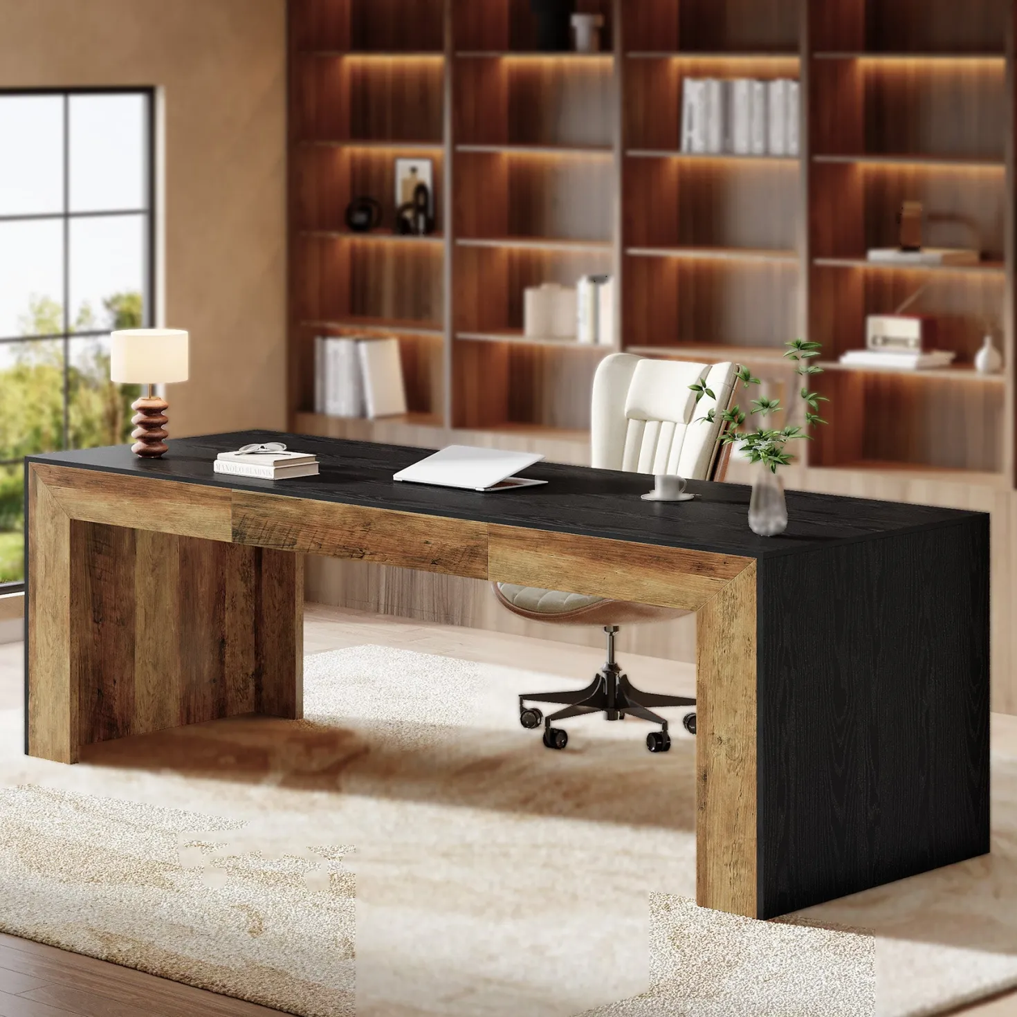 78.7" Computer Desk, Long Two-Person Desk Executive Desk for Home Office