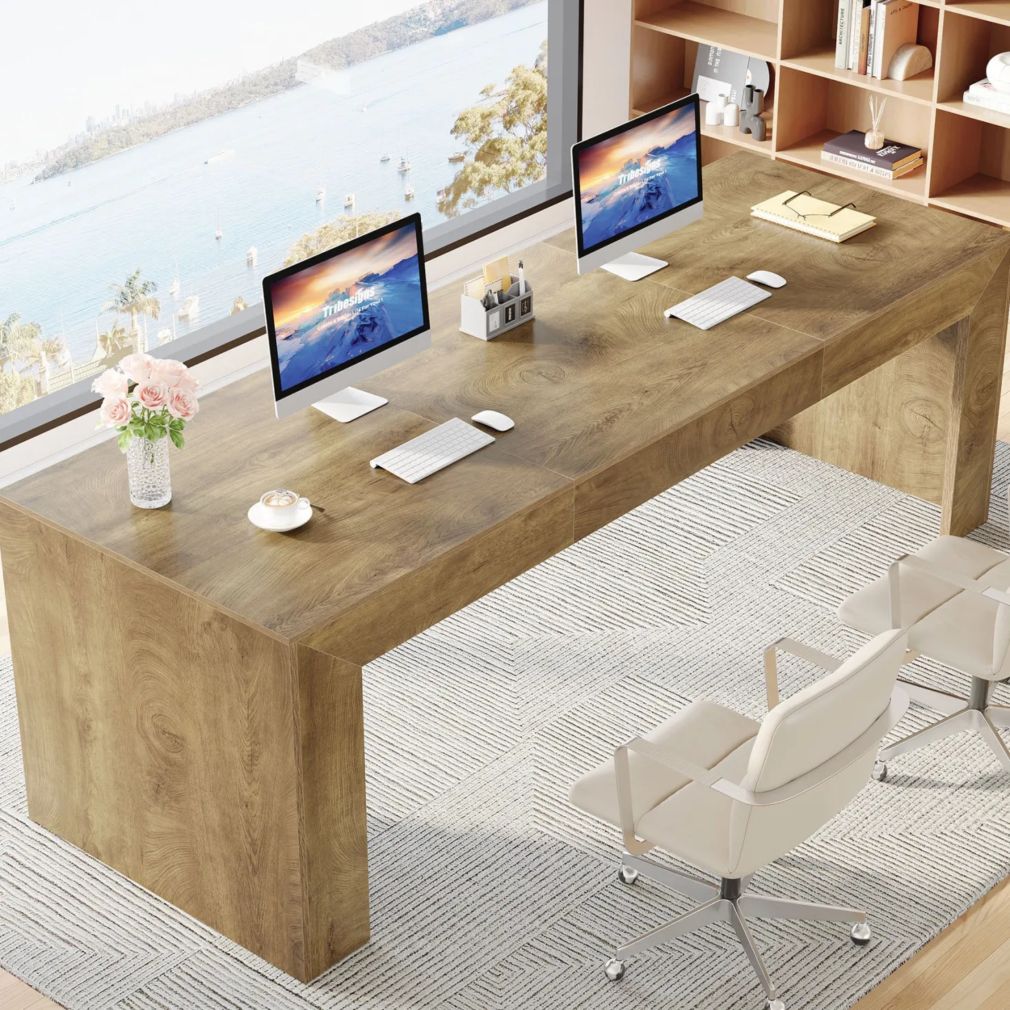 78.7" Computer Desk, Long Two-Person Desk Executive Desk for Home Office