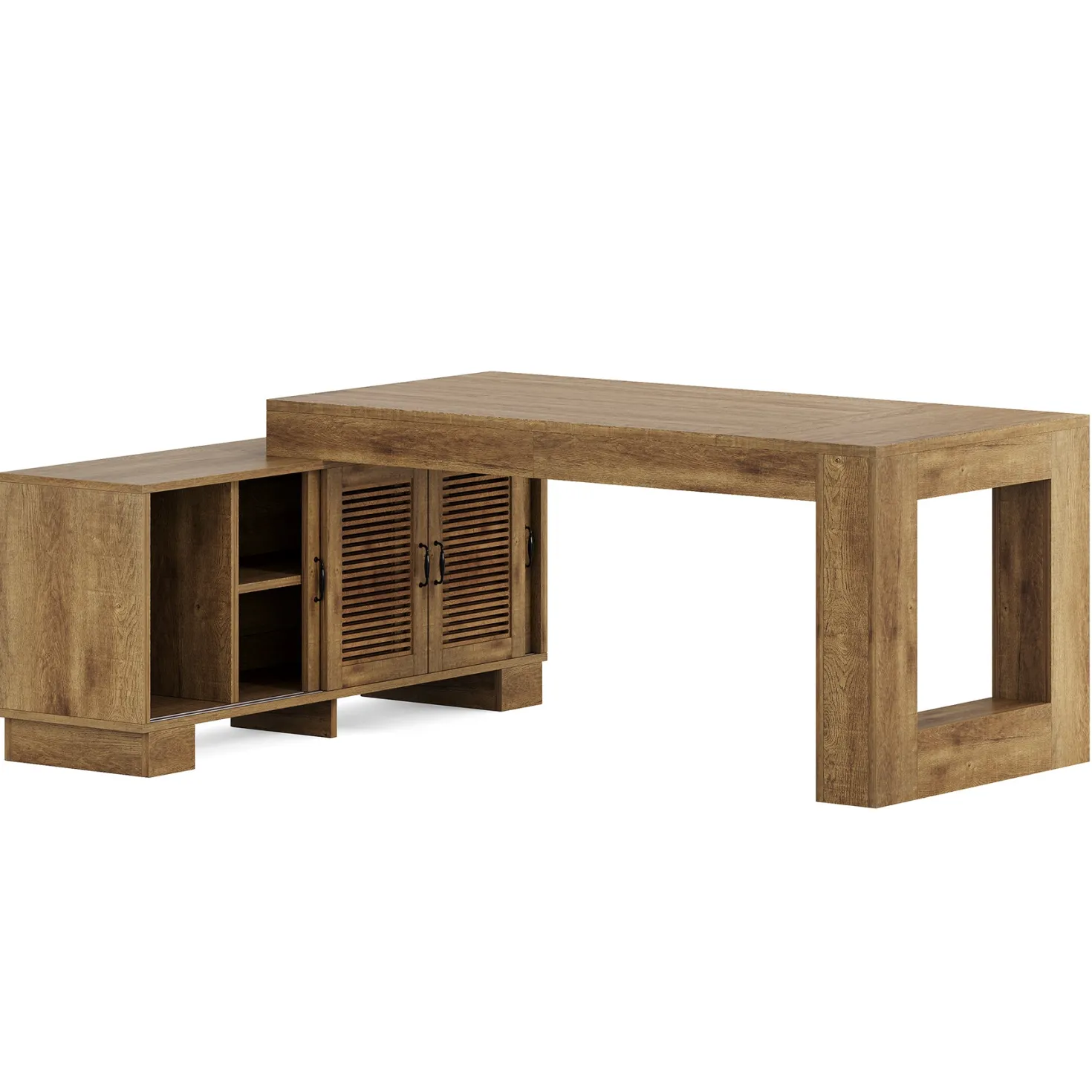 63" Computer Desk, L-shaped Executive Desk with Storage Cabinets