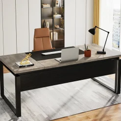 63" Computer Desk, Modern Executive Desk with Sturdy Legs