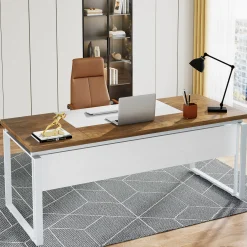 63" Computer Desk, Modern Executive Desk with Sturdy Legs
