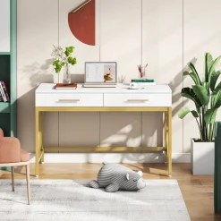 41" Computer Desk, Modern Home Office Writing Desk with 2 Drawers