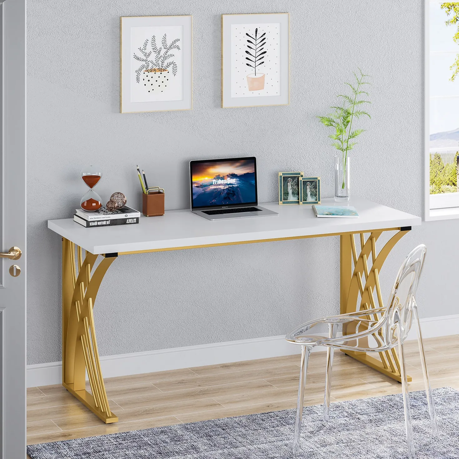 55" Computer Desk, Modern Laptop PC Student Table