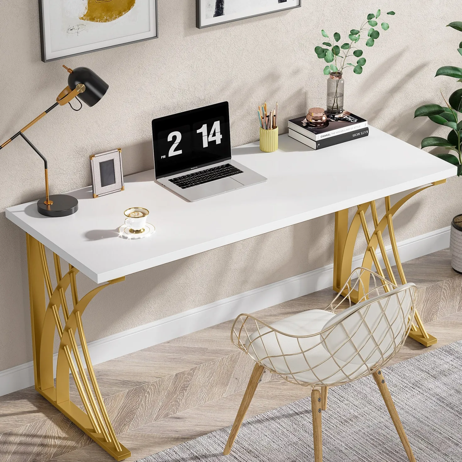 55" Computer Desk, Modern Laptop PC Student Table