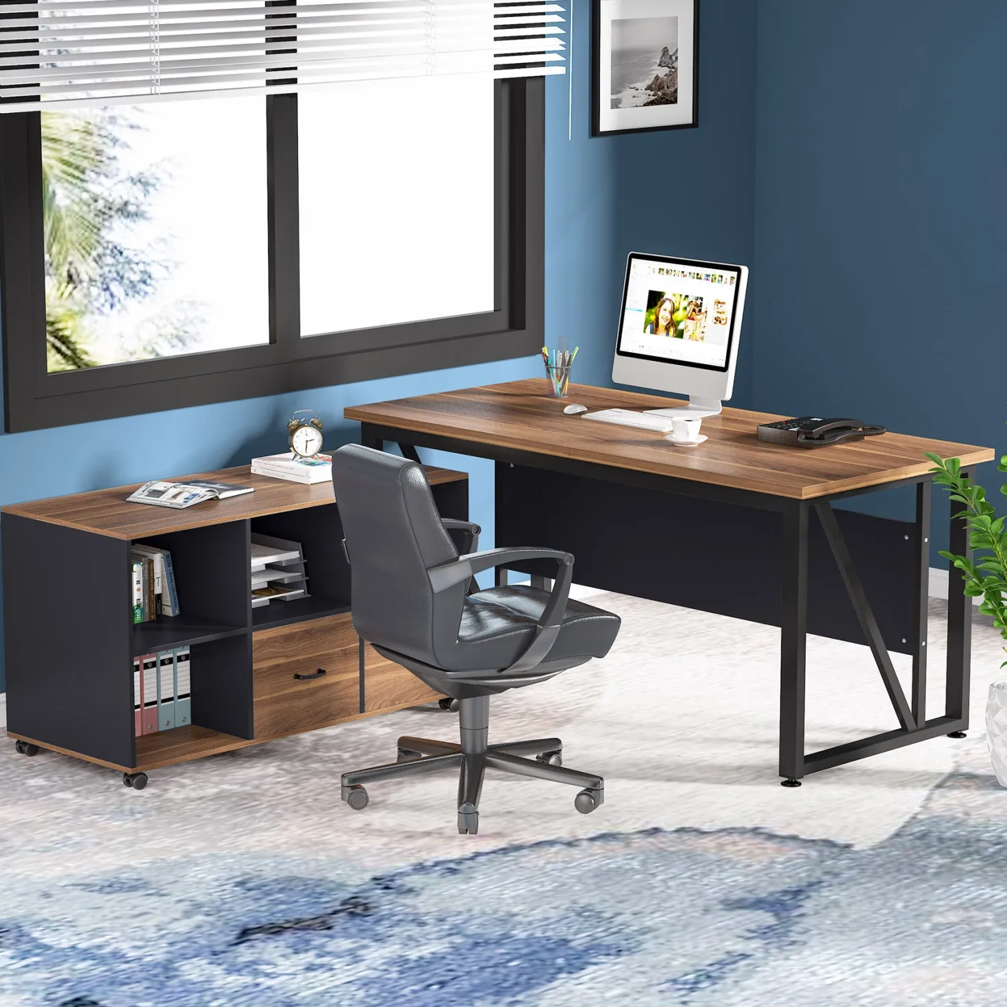 55" Computer Desk Office Desk Writing Table for Home Office