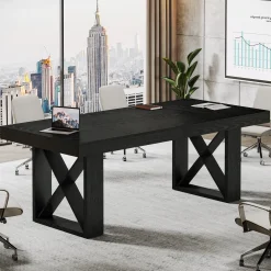 63" Computer Desk, Simple Executive Desk Writing Table for Home Office