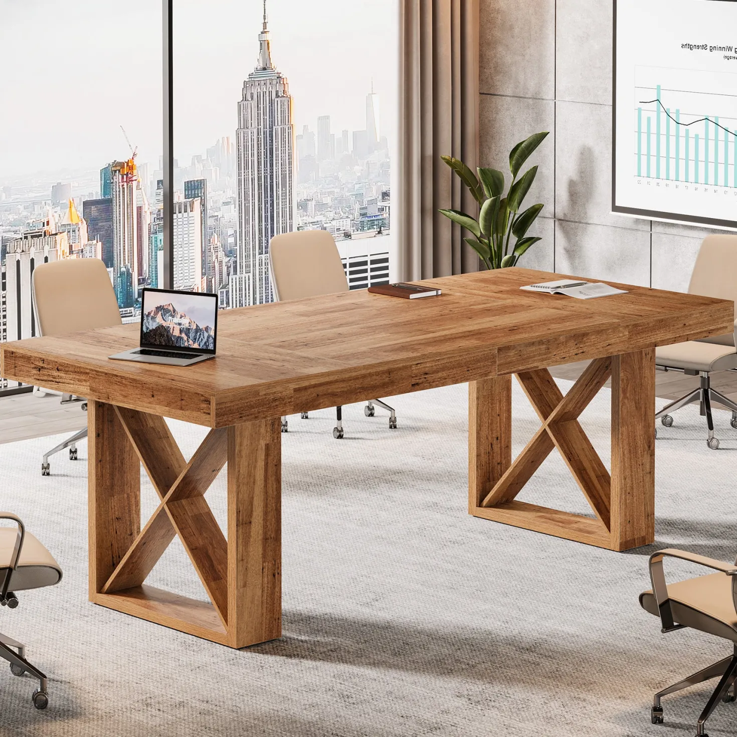 63" Computer Desk, Simple Executive Desk Writing Table for Home Office