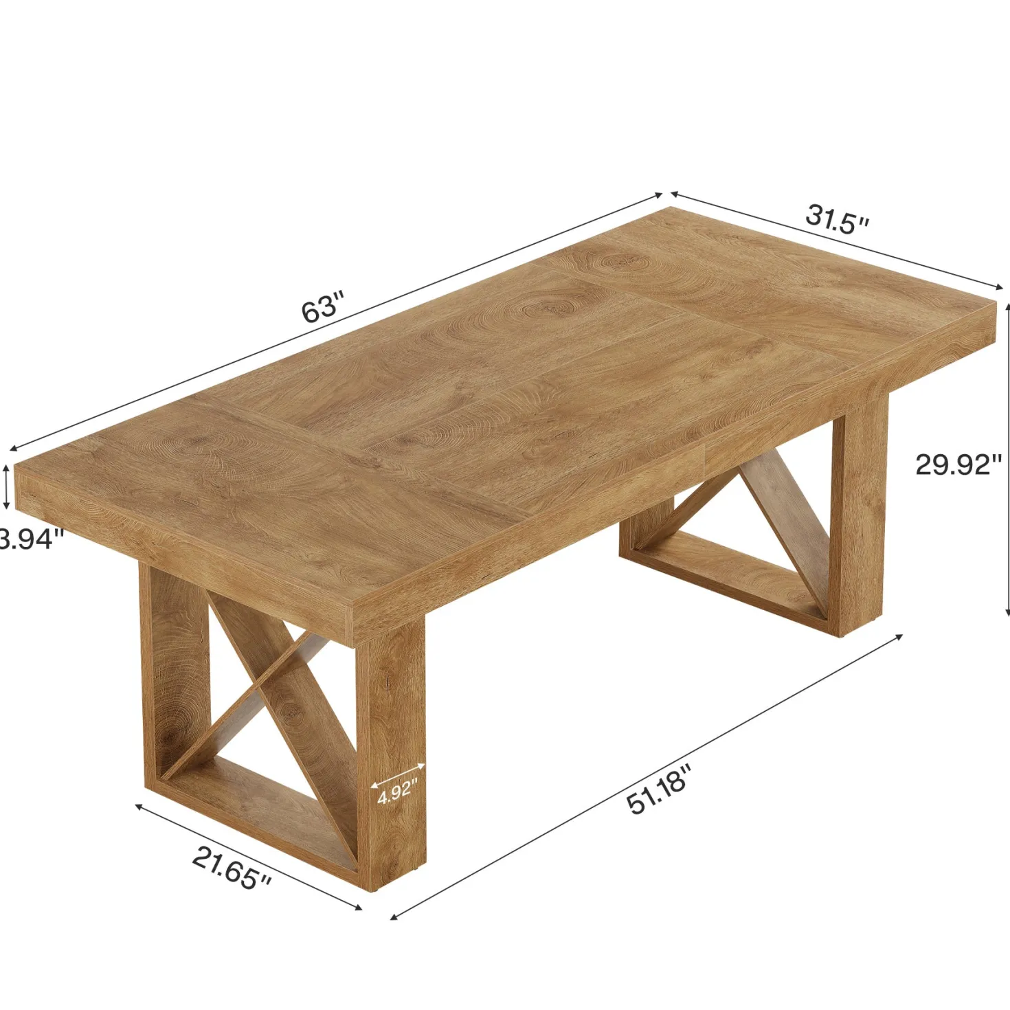 63" Computer Desk, Simple Executive Desk Writing Table for Home Office