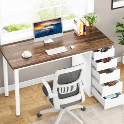 47" Computer Desk with 5 Drawers, Compact Storage Home Office Desk