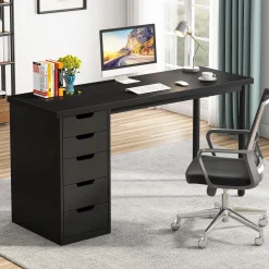 47" Computer Desk with 5 Drawers, Compact Storage Home Office Desk