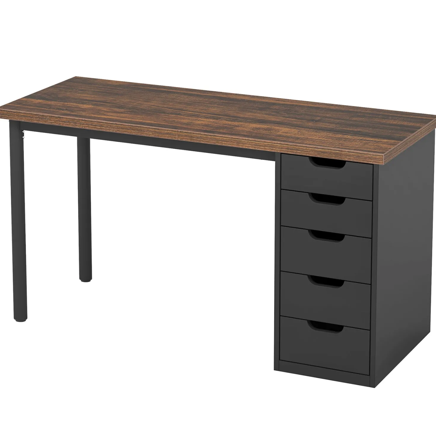 47" Computer Desk with 5 Drawers, Compact Storage Home Office Desk