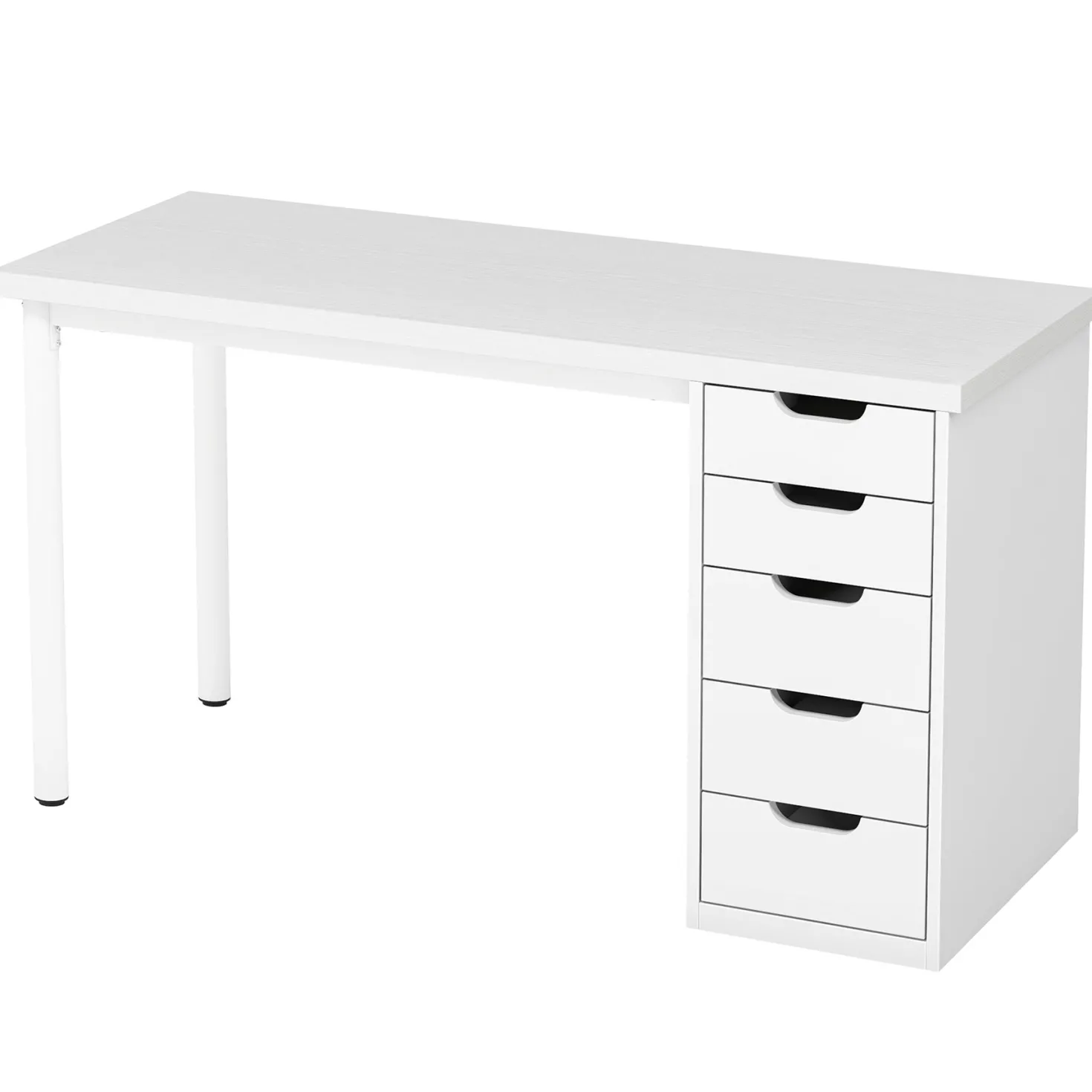 47" Computer Desk with 5 Drawers, Compact Storage Home Office Desk