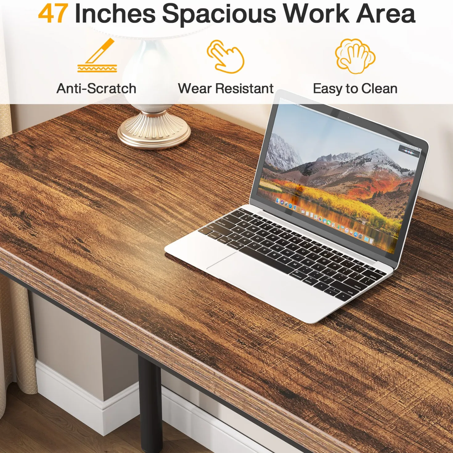 47" Computer Desk with 5 Drawers, Compact Storage Home Office Desk
