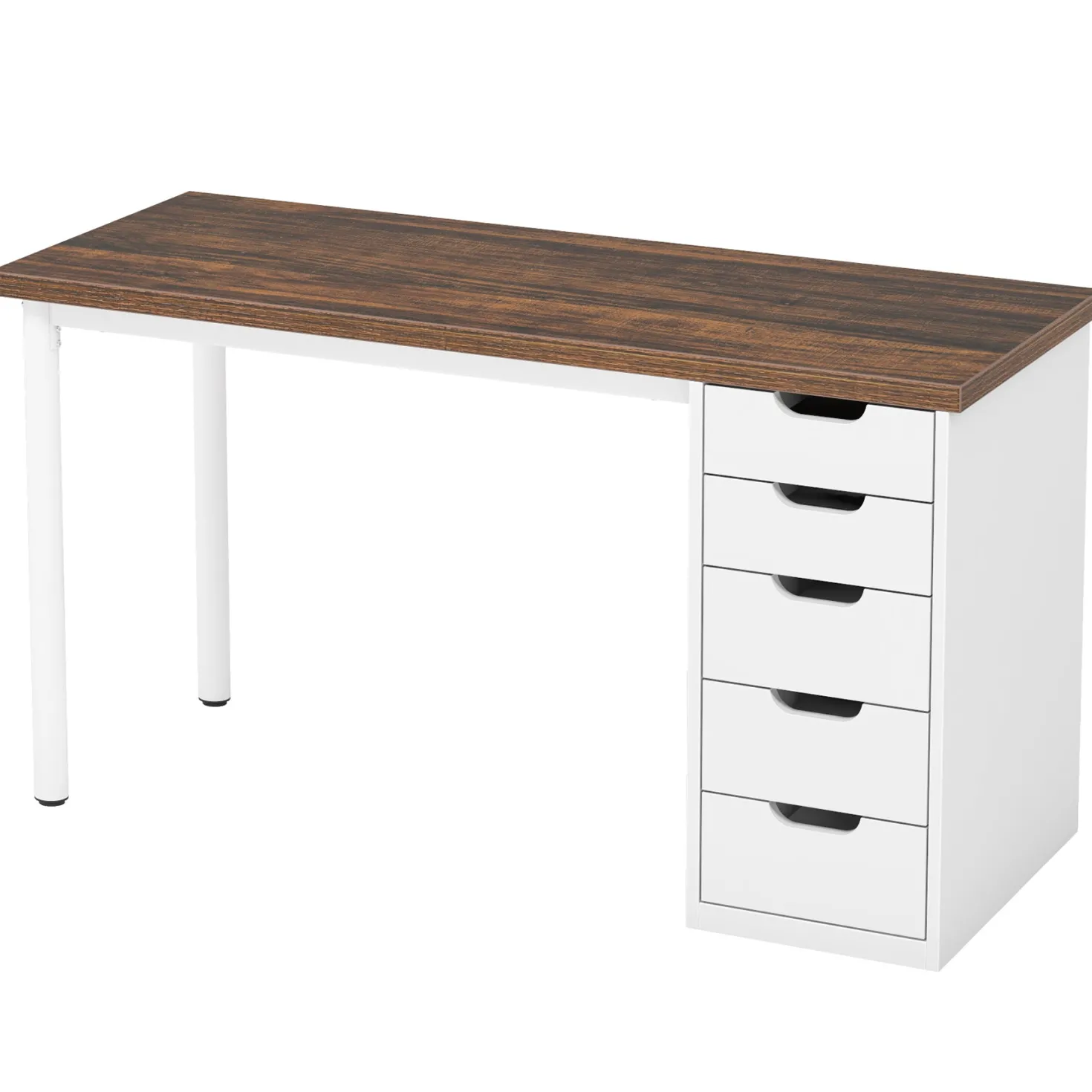 47" Computer Desk with 5 Drawers, Compact Storage Home Office Desk
