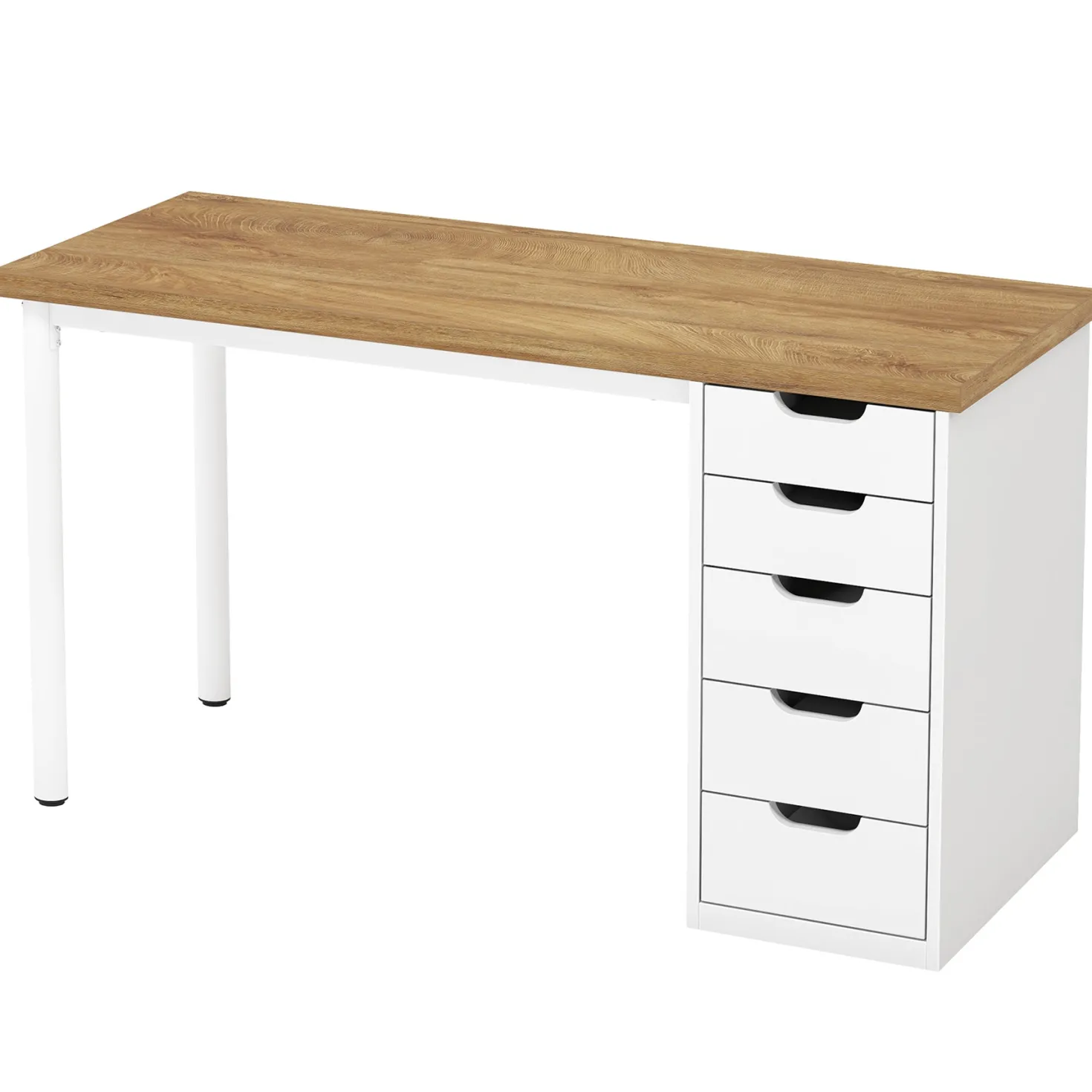 47" Computer Desk with 5 Drawers, Compact Storage Home Office Desk