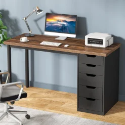 47" Computer Desk with 5 Drawers, Modern Study Table Writing Desk