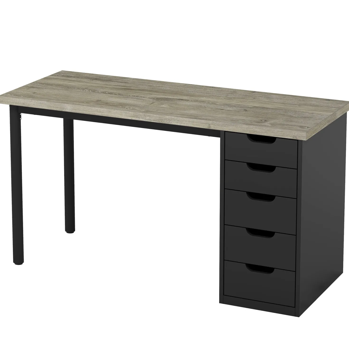 47" Computer Desk with 5 Drawers, Modern Study Table Writing Desk