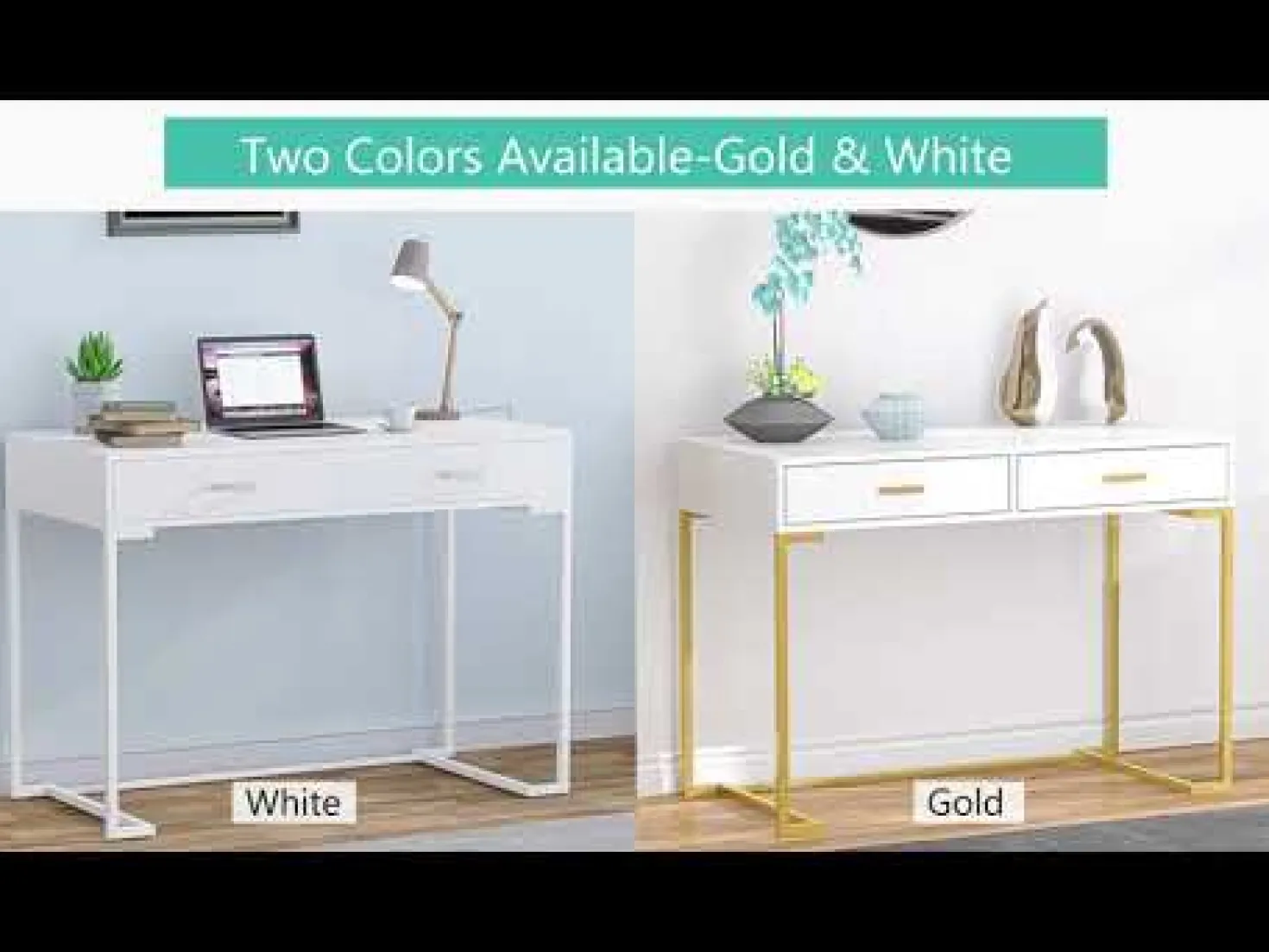 39" Computer Desk with Drawers, Modern Writing Desk Study Desk