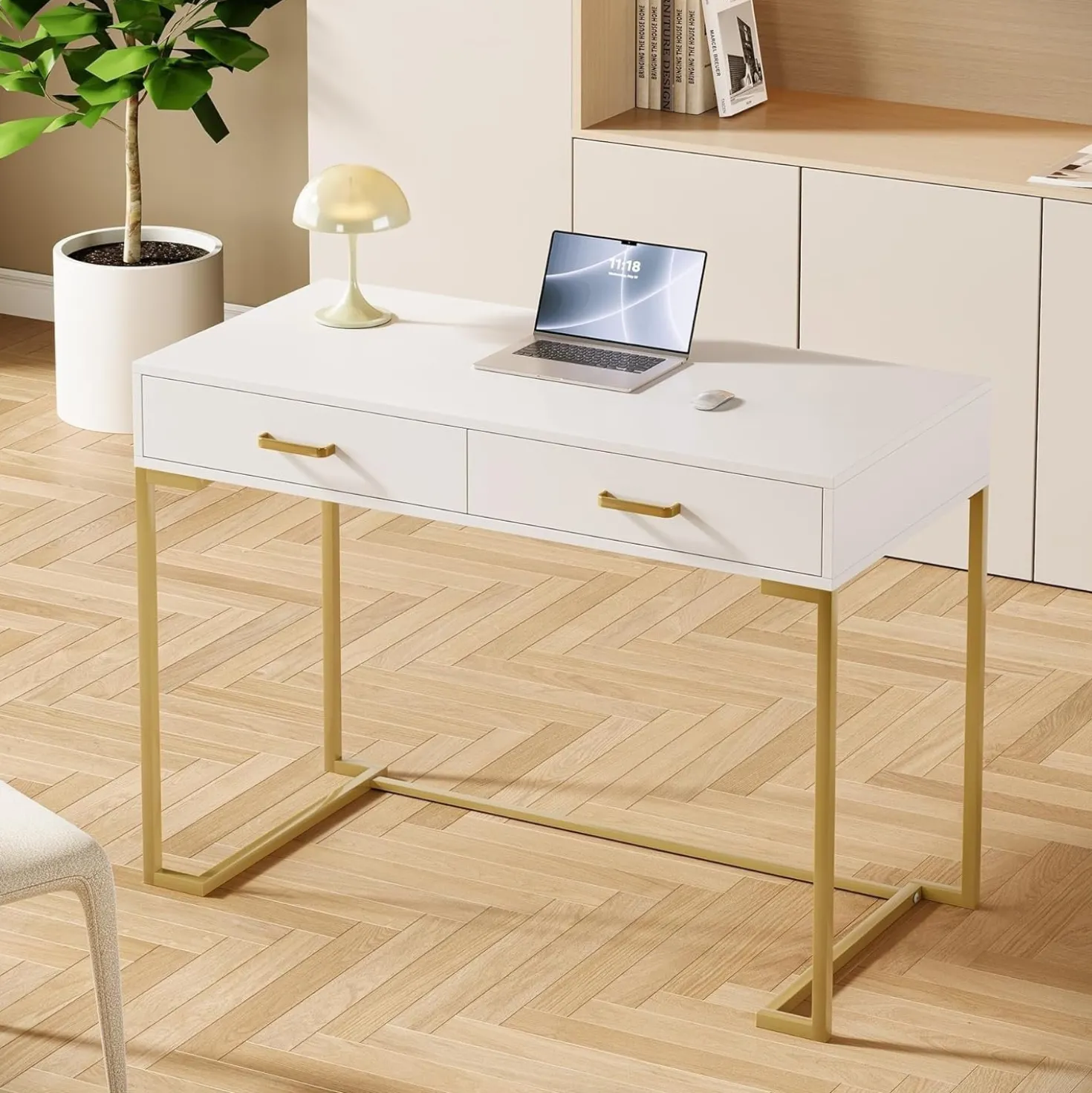 39" Computer Desk with Drawers, Modern Writing Desk Study Desk