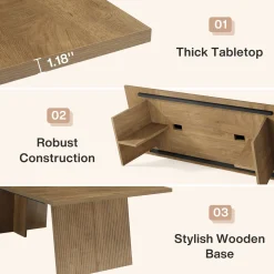 94.5" Conference Table, 8FT Meeting Desk with Cable Grommet for 10 People