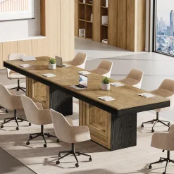 63" Conference Table, Modern Rectangular Meeting Table for 4-6 People