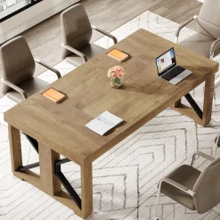 70.8" Conference Table, Rectangle Meeting Table with Large Tabletop