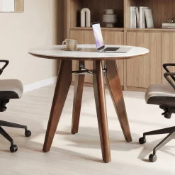 31" Conference Table, Solid Wood Meeting Room Table with Sintered Stone Tabletop