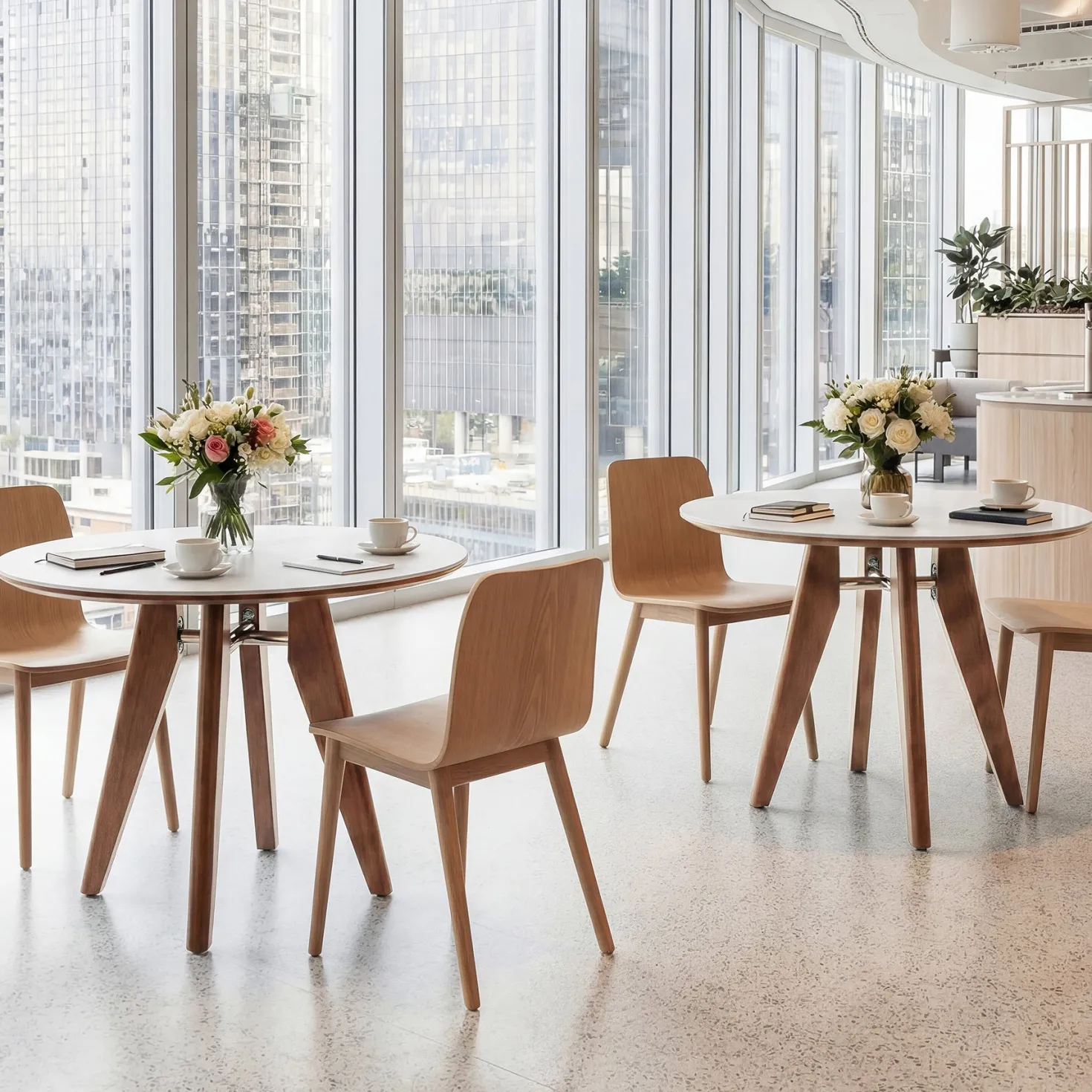 31" Conference Table, Solid Wood Meeting Room Table with Sintered Stone Tabletop