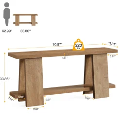 70.9" Console Table , 2-Tier Farmhouse Sofa Entryway Table for Living Room