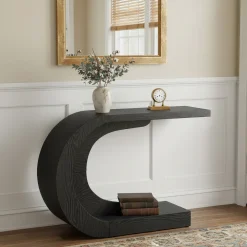 43" Console Table, C-Shaped Modern Accent Table Hallway Table