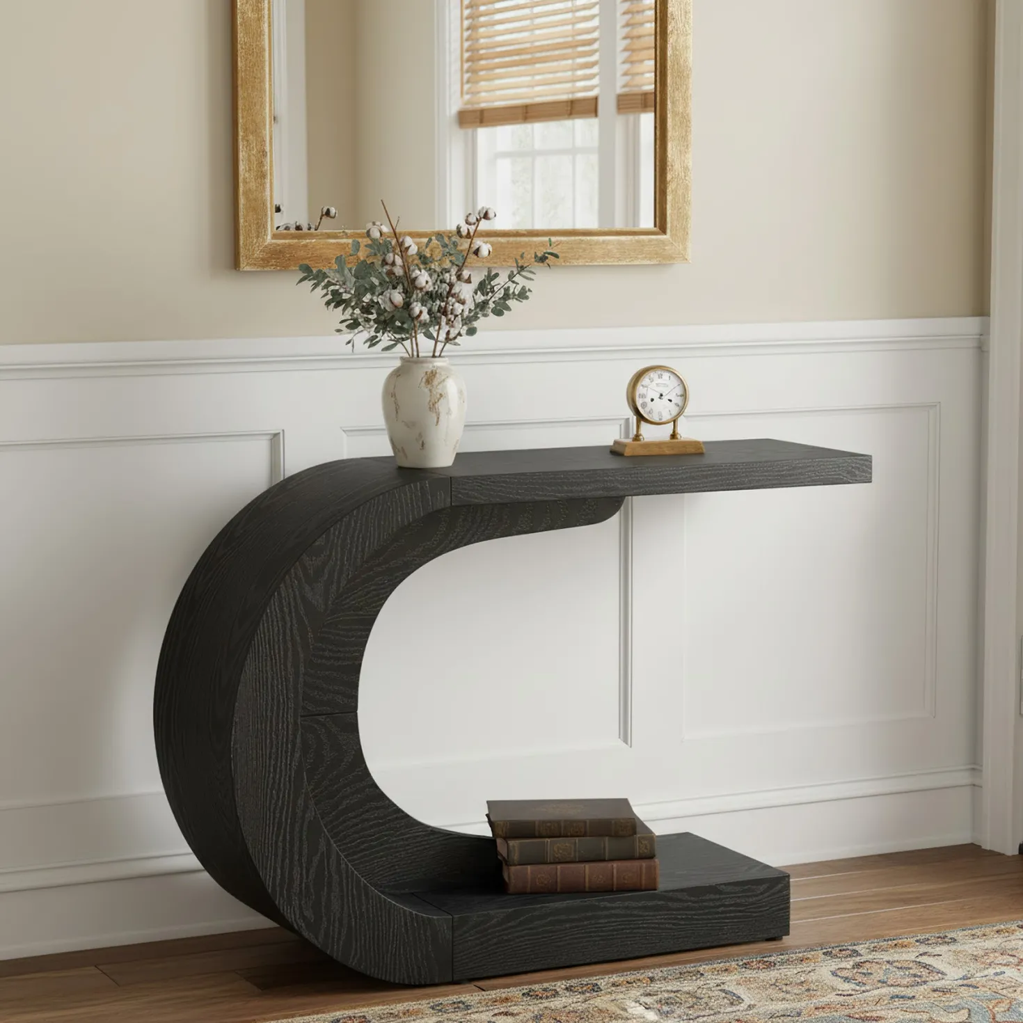 43" Console Table, C-Shaped Modern Accent Table Hallway Table