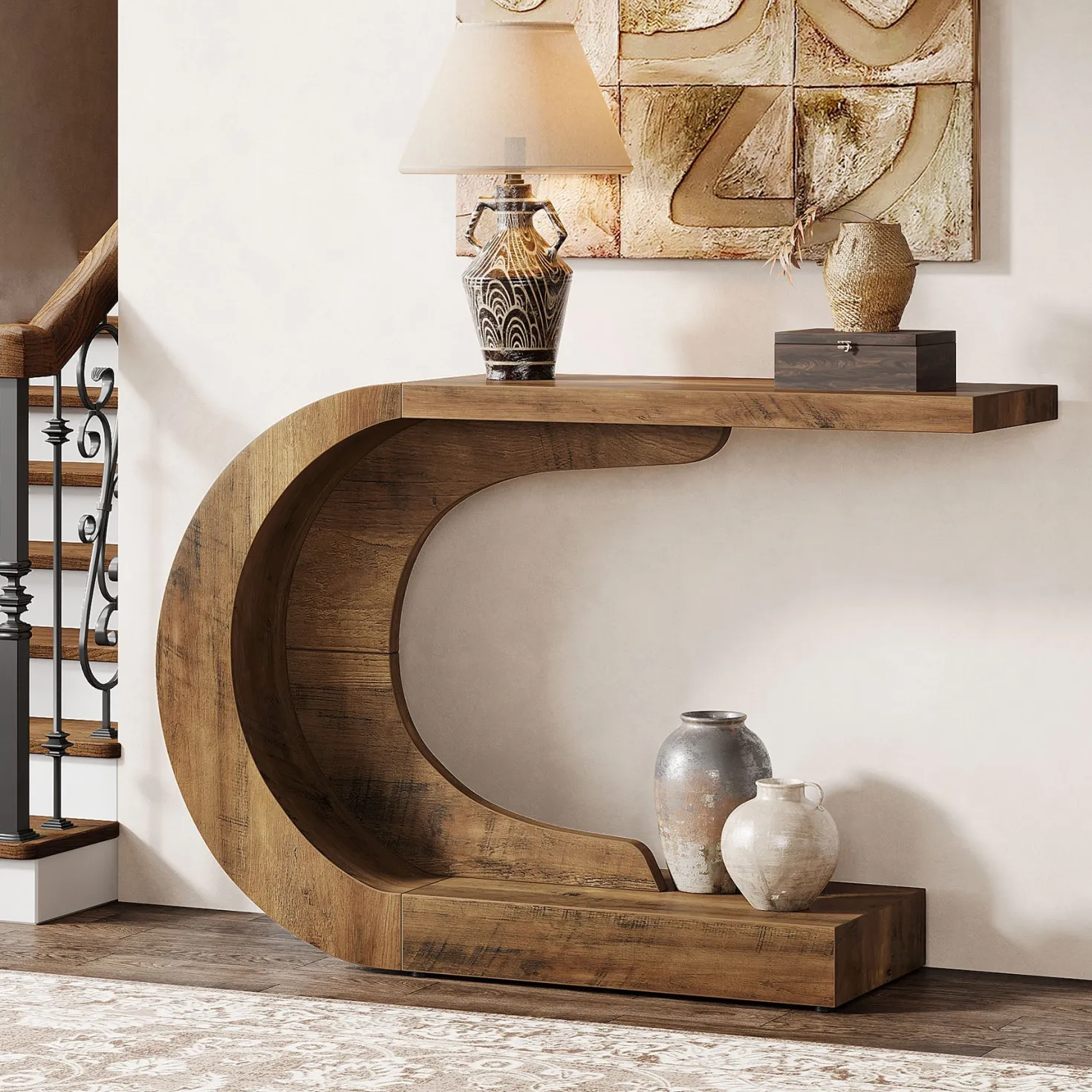 43" Console Table, C-Shaped Modern Accent Table Hallway Table