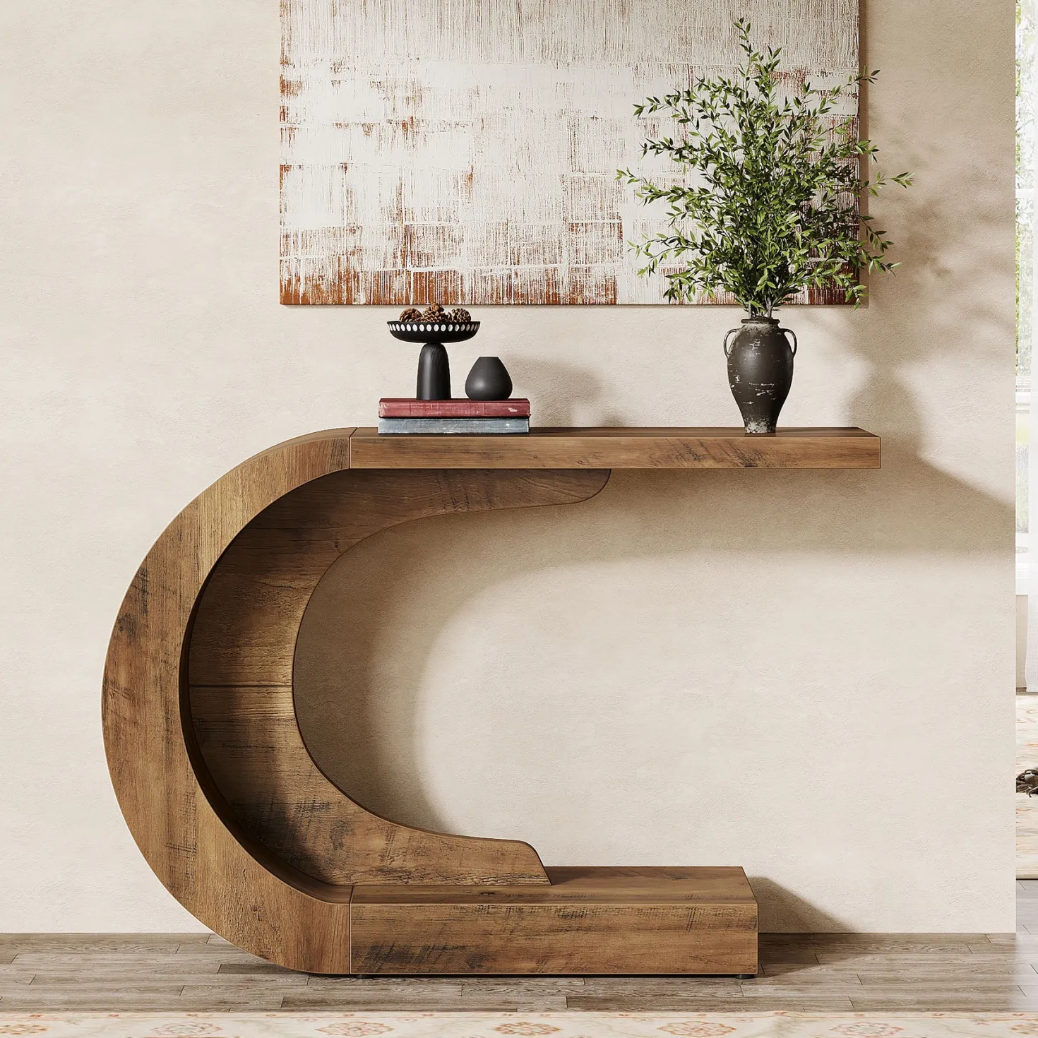 43" Console Table, C-Shaped Modern Accent Table Hallway Table