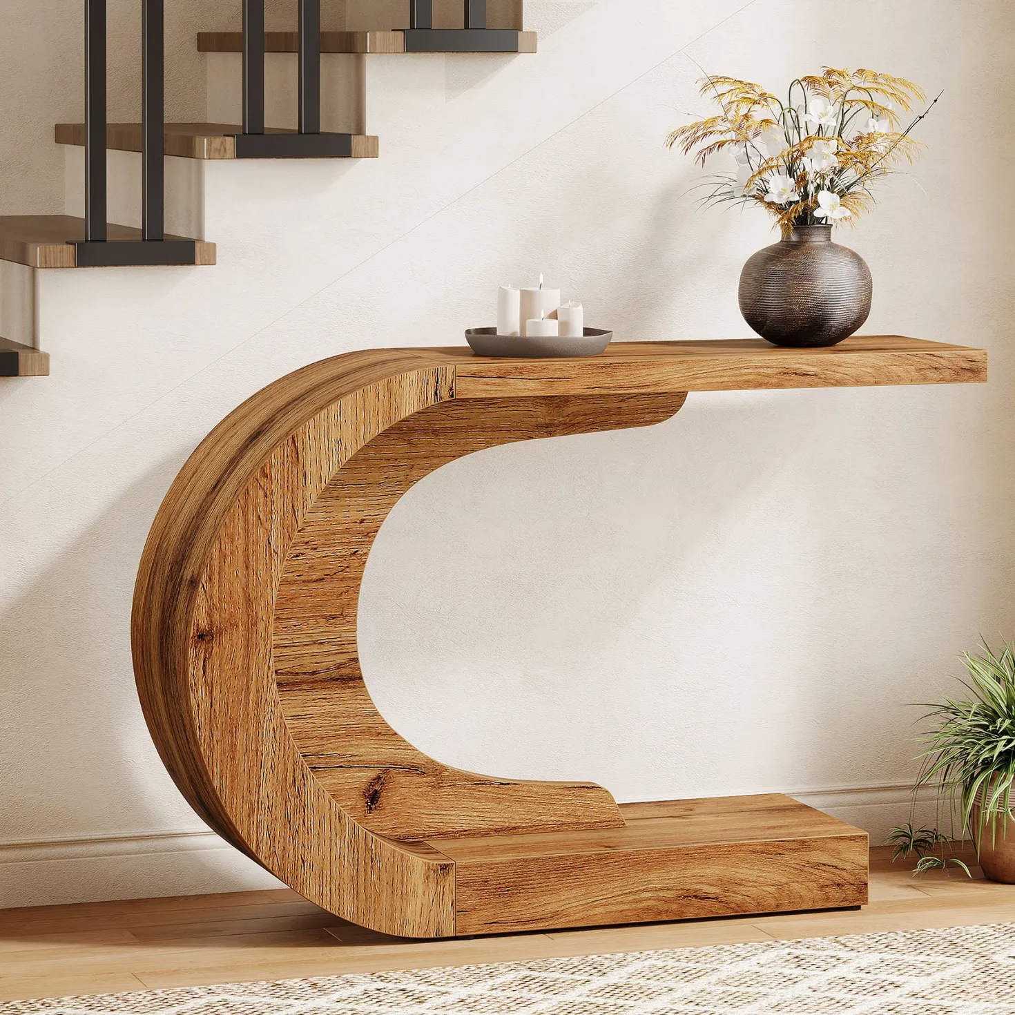 43" Console Table, C-Shaped Modern Accent Table Hallway Table