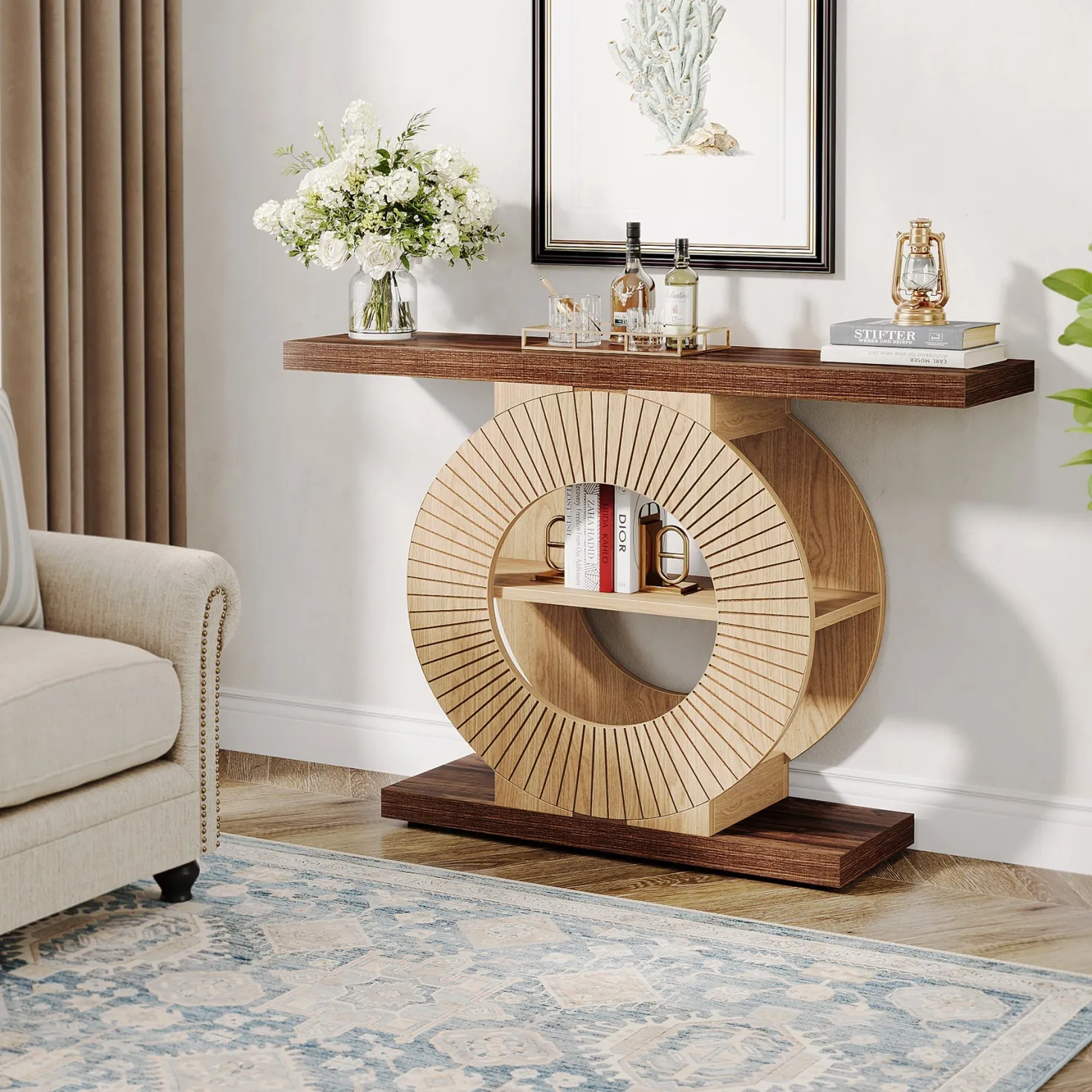39.3" Console Table, Elegant Wood Sofa Table Hallway Table