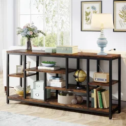 70.9" Console Table Entryway Sofa Table with Storage Shelves