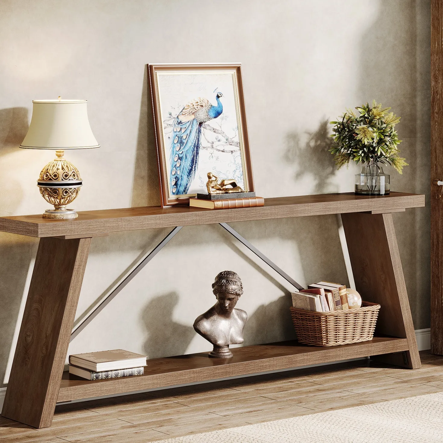 70.9" Console Table, Extra Long Sofa Table Behind Couch