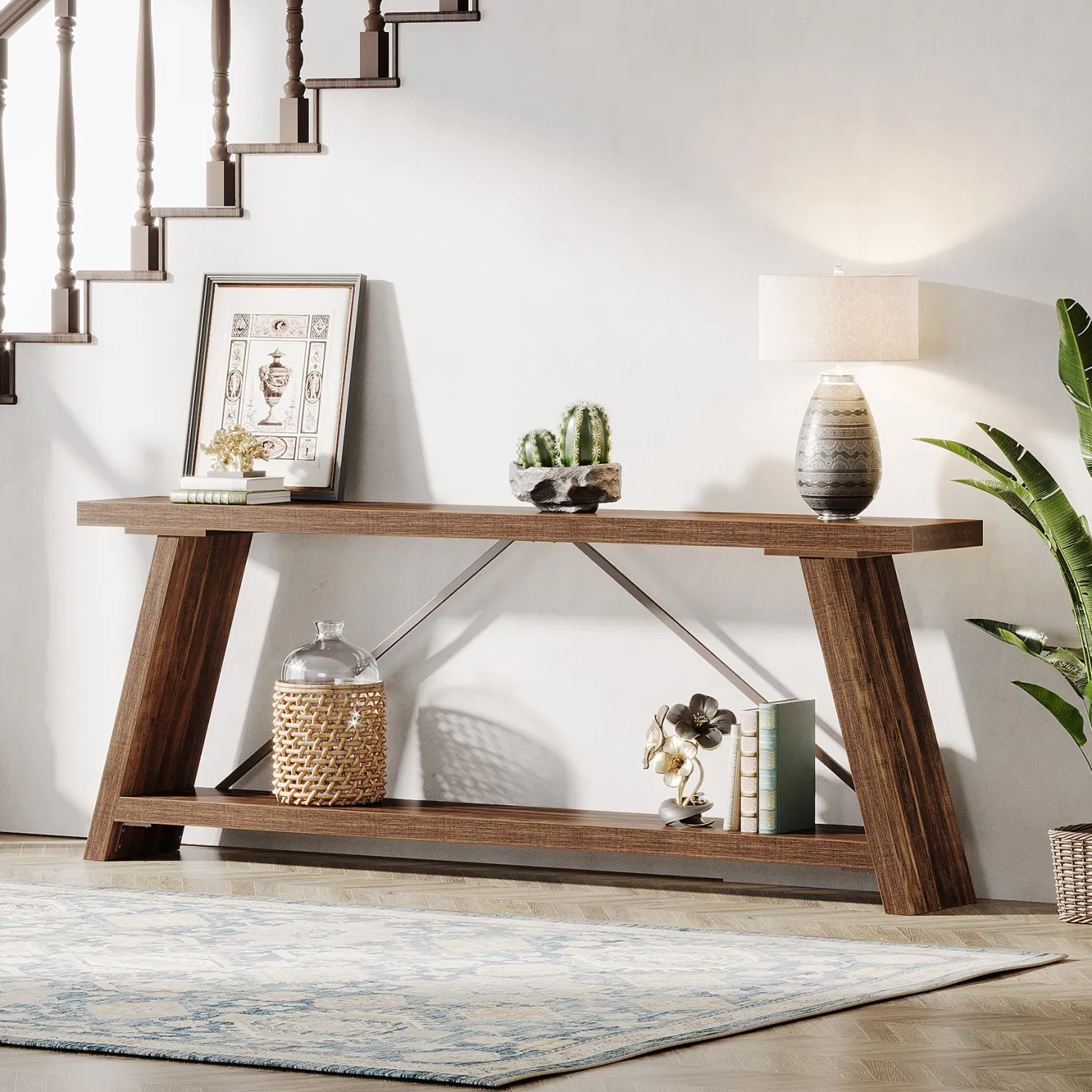 70.9" Console Table, Extra Long Sofa Table Behind Couch